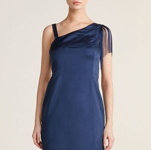 MARIELLA ROSATI One-Shoulder Fringe Sheath Dress